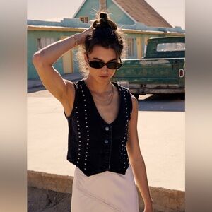 Stoosh Black Vest with Silver Studs